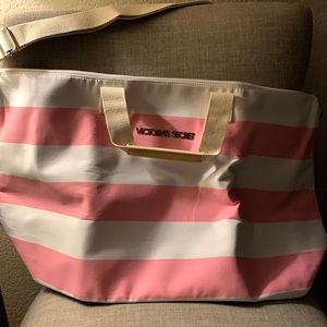Victoria Secret weekender tote bag (pink/white striped)